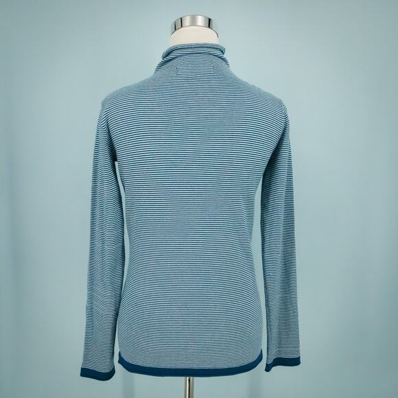 Title Nine Size Small S Blue Synergy Stripe Rolled Mock Neck Pullover Sweater - Picture 3 of 6